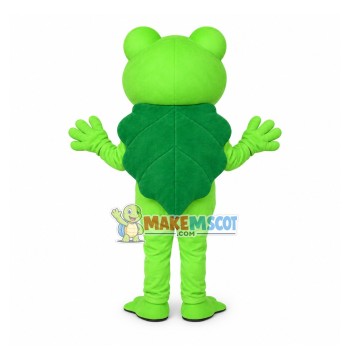 Lively Emerald Green Lotus Leaf Frog Mascot Costume
