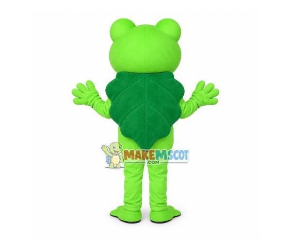 Lively Emerald Green Lotus Leaf Frog Mascot Costume Lively Emerald Green Lotus Leaf Frog Mascot Costume