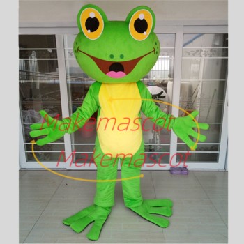 Huge Green Frog With Big Smile Face Cartoon Mascot Costume