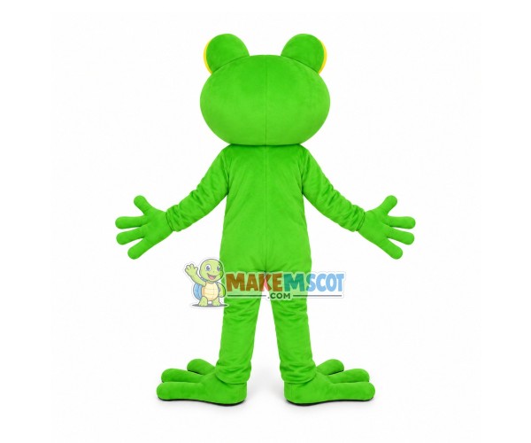 Huge Green Frog With Big Smile Face Cartoon Mascot Costume Huge Green Frog With Big Smile Face Cartoon Mascot Costume