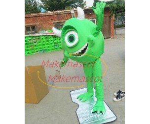 Adult Style Green Monocular With Horns Cartoon Mascot Costume Adult Style Green Monocular With Horns Cartoon Mascot Costume