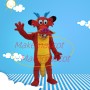Detailed Bearded Red Auspicious Dragon Adult Mascot Costume
