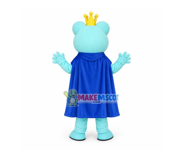 Confident The Sky Blue Prince Frog Cartoon Mascot Costume Confident The Sky Blue Prince Frog Cartoon Mascot Costume