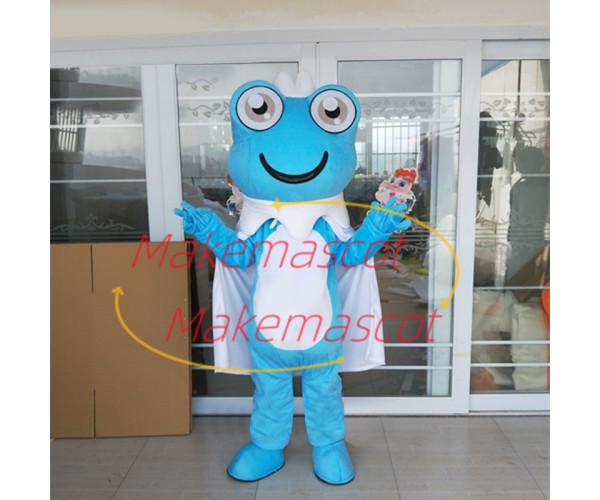 Friendly Big Eyed Frog In White Cloak Cartoon Mascot Costume Friendly Big Eyed Frog In White Cloak Cartoon Mascot Costume