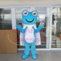 Friendly Big Eyed Frog In White Cloak Cartoon Mascot Costume