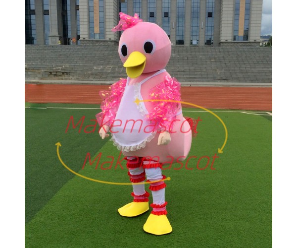 Virtuous Colored Baby Duck With Apron Cartoon Mascot Costume Virtuous Colored Baby Duck With Apron Cartoon Mascot Costume