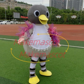 Virtuous Colored Baby Duck With Apron Cartoon Mascot Costume Virtuous Colored Baby Duck With Apron Cartoon Mascot Costume
