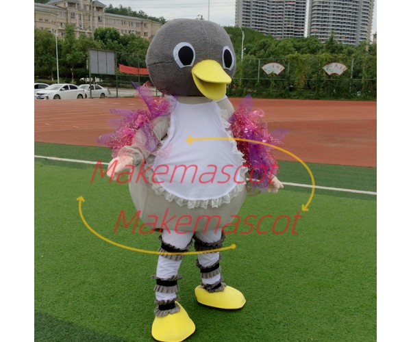 Virtuous Colored Baby Duck With Apron Cartoon Mascot Costume Virtuous Colored Baby Duck With Apron Cartoon Mascot Costume