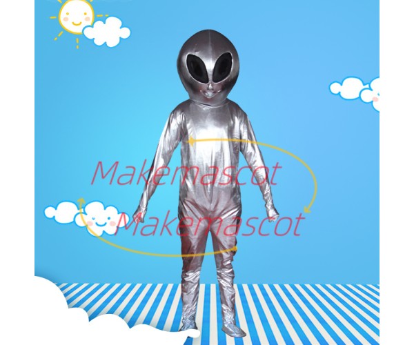 Shiny Silver Alien With Special Power Adult Mascot Costume Shiny Silver Alien With Special Power Adult Mascot Costume