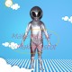 Shiny Silver Alien With Special Power Adult Mascot Costume Shiny Silver Alien With Special Power Adult Mascot Costume