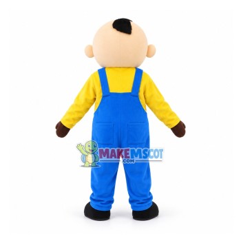 Playful Baby Boy Wearing Blue Rompers Mascot Costume