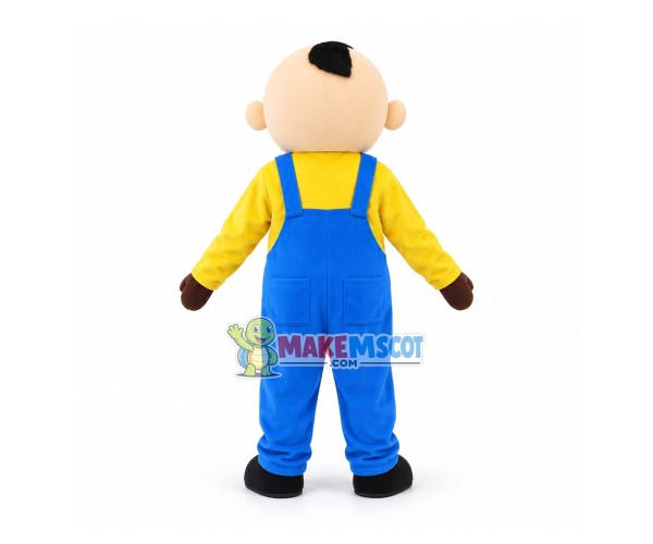 Playful Baby Boy Wearing Blue Rompers Mascot Costume Playful Baby Boy Wearing Blue Rompers Mascot Costume