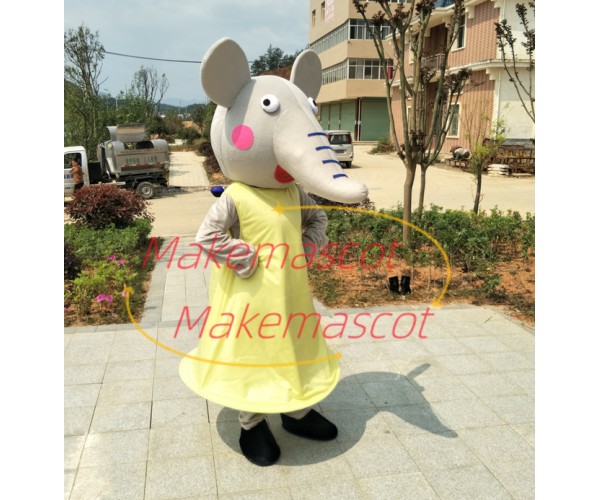 Cartoon Shy Emily Elephant Mascot Costume Whole Outfit Cartoon Shy Emily Elephant Mascot Costume Whole Outfit