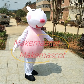 Cartoon Lively Suzy Sheep Wearing Pink Suit Mascot Costume Cartoon Lively Suzy Sheep Wearing Pink Suit Mascot Costume