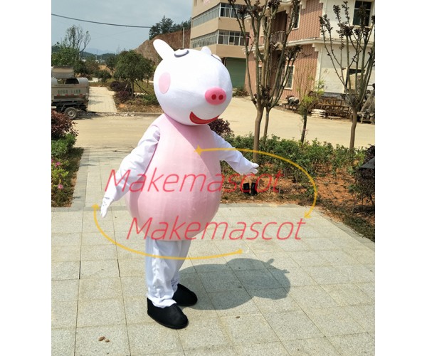 Cartoon Lively Suzy Sheep Wearing Pink Suit Mascot Costume Cartoon Lively Suzy Sheep Wearing Pink Suit Mascot Costume
