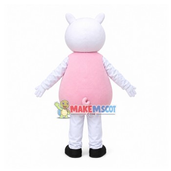 Cartoon Lively Suzy Sheep Wearing Pink Suit Mascot Costume Cartoon Lively Suzy Sheep Wearing Pink Suit Mascot Costume