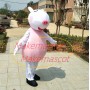 Cartoon Lively Suzy Sheep Wearing Pink Suit Mascot Costume