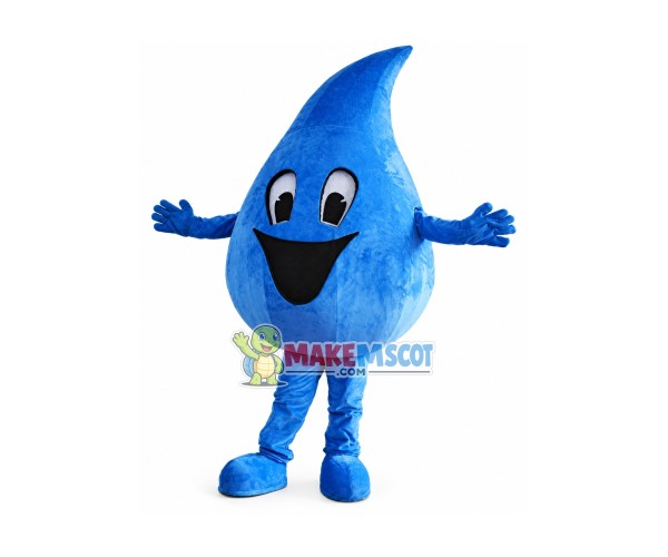 Blue Water Droplet Mascot Costume