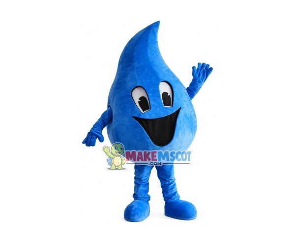 Blue Water Droplet Mascot Costume