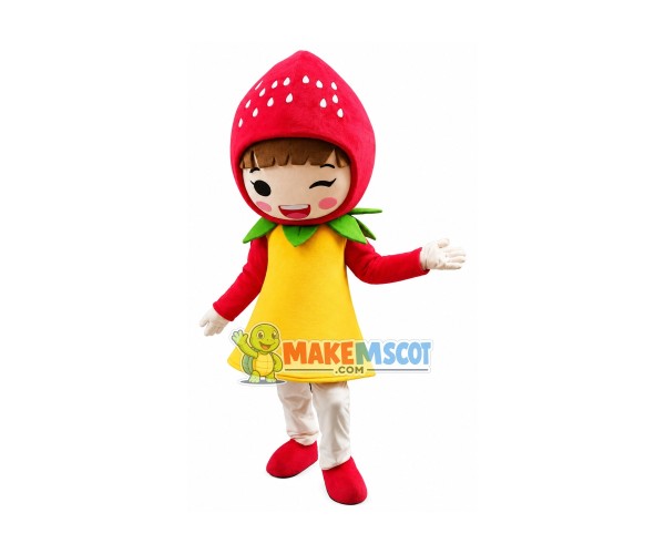 Strawberry Shortcake Girl Cartoon Adult Mascot Costume