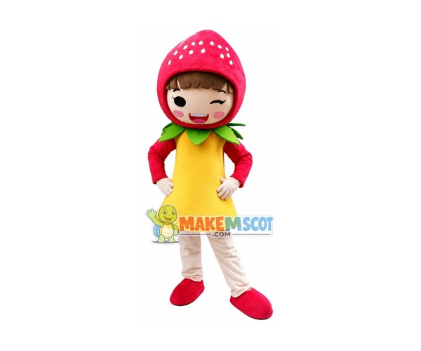 Strawberry Shortcake Girl Cartoon Adult Mascot Costume