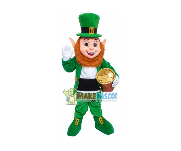 Friendly Irish Leprechaun Mascot Costume Friendly Irish Leprechaun Mascot Costume