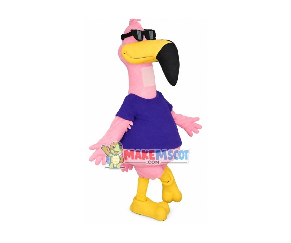 Cool Pink Flamingo Mascot Costume Cool Pink Flamingo Mascot Costume