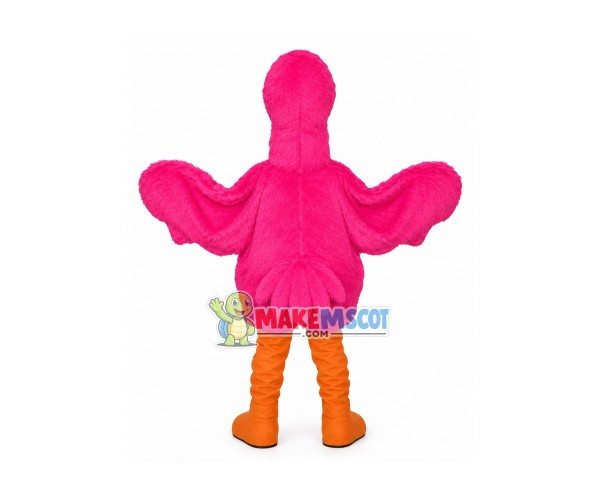 Pink Furry Flamingo Mascot Costume Pink Furry Flamingo Mascot Costume