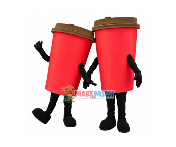 Red Coffee Cup Mascot Costume Red Coffee Cup Mascot Costume