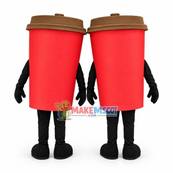 Red Coffee Cup Mascot Costume Red Coffee Cup Mascot Costume
