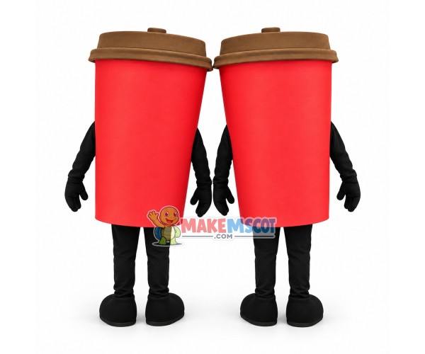 Red Coffee Cup Mascot Costume Red Coffee Cup Mascot Costume