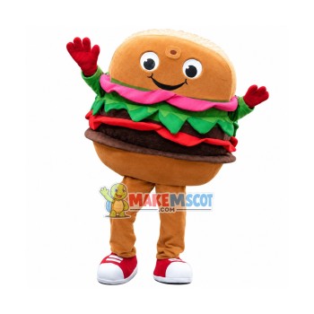 Happy Adult Hamburger Mascot Costume