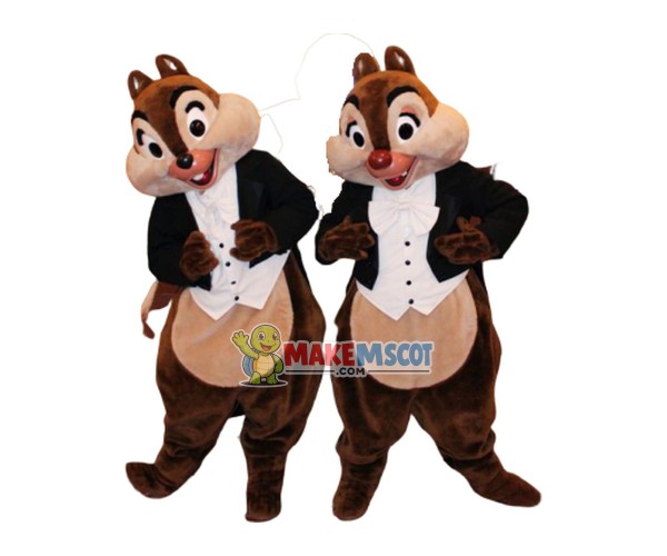 Handsome Chip & Dale Chipmunk Mascot Costume Handsome Chip & Dale Chipmunk Mascot Costume
