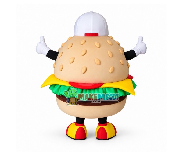Happy Burger Mascot Costume Happy Burger Mascot Costume
