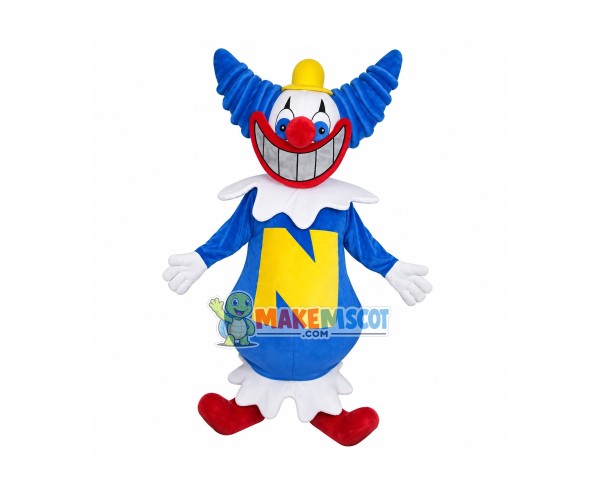 Happy Blue Clown Mascot Costume