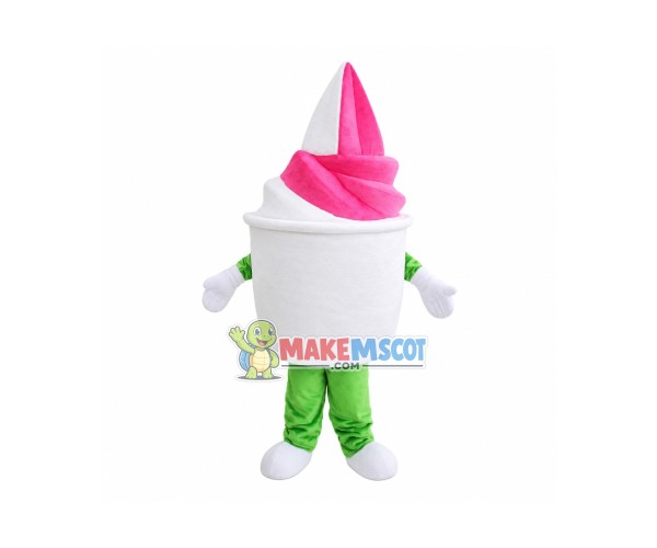 Vanilla Strawberry Ice Cream Mascot Costume Vanilla Strawberry Ice Cream Mascot Costume