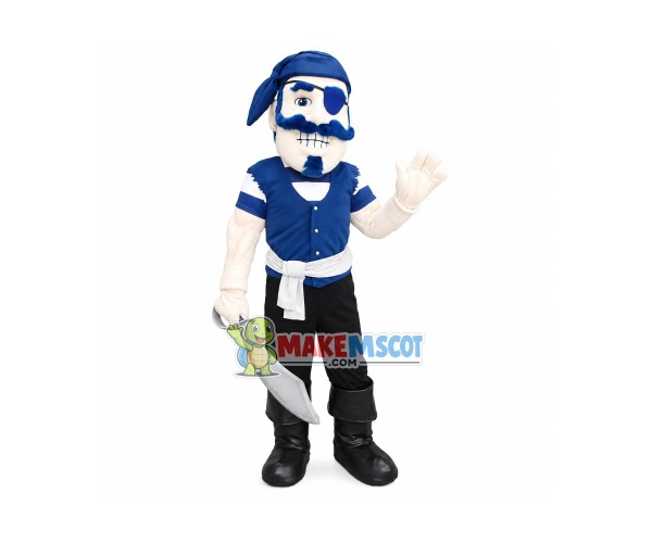 Blue Pirate Man Mascot Costume Blue Pirate Man Mascot Costume