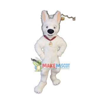 White German Shepherd Dog Bolt Mascot Costume White German Shepherd Dog Bolt Mascot Costume