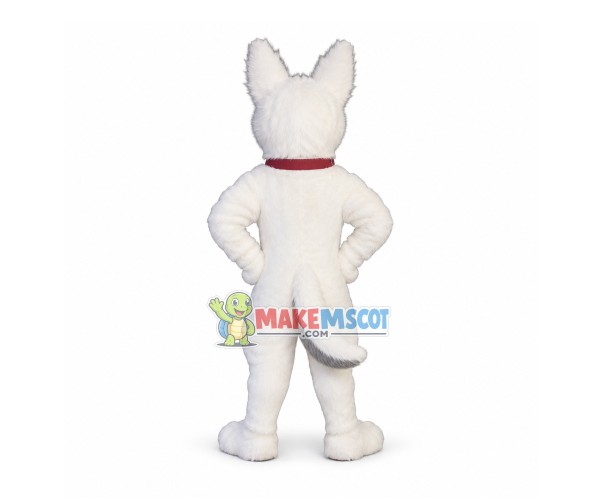 White German Shepherd Dog Bolt Mascot Costume White German Shepherd Dog Bolt Mascot Costume