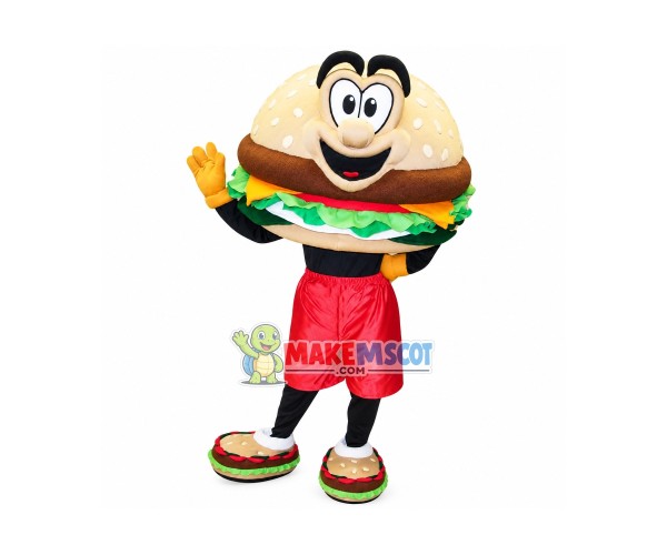 Happy Hamburger Mascot Costume Happy Hamburger Mascot Costume