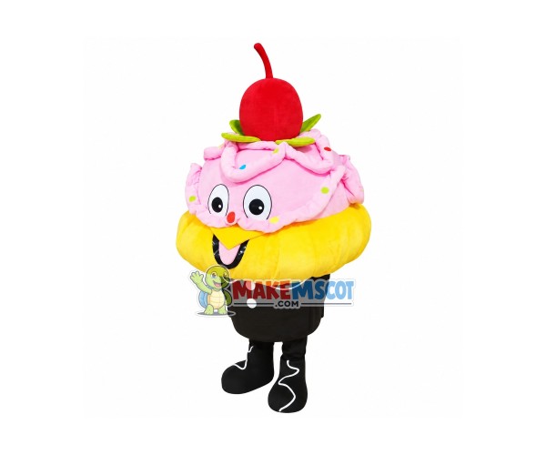 Pink Birthday Cake Mascot Costume Pink Birthday Cake Mascot Costume