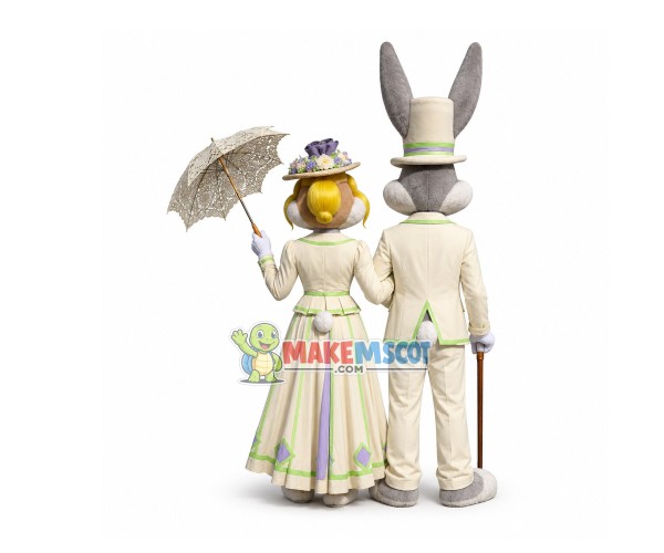 Bugs Bunny & Lola Bunny Mascot Costume Bugs Bunny & Lola Bunny Mascot Costume