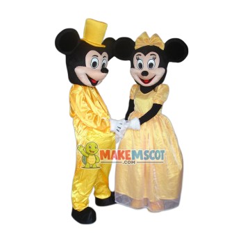 Yellow Mickey & Minnie Mascot Costume Yellow Mickey & Minnie Mascot Costume