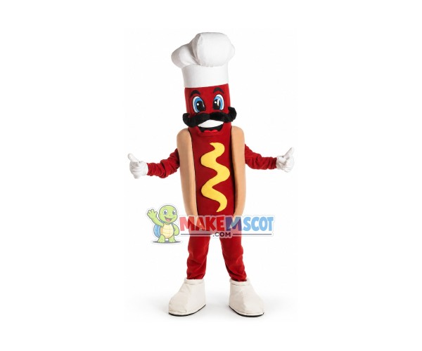 Chef Hot Dog Mascot Costume Chef Hot Dog Mascot Costume