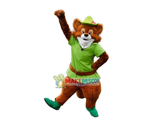 Robin Hood Fox Mascot Costume Robin Hood Fox Mascot Costume