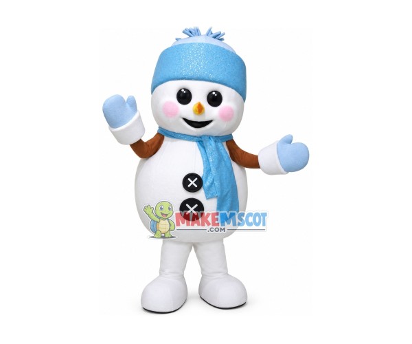 Blue Christmas Snowman Mascot Costume Blue Christmas Snowman Mascot Costume