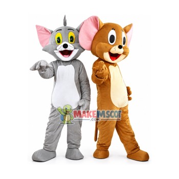 Tom Cat & Jerry Mouse Cartoon Mascot Costume Tom Cat & Jerry Mouse Cartoon Mascot Costume