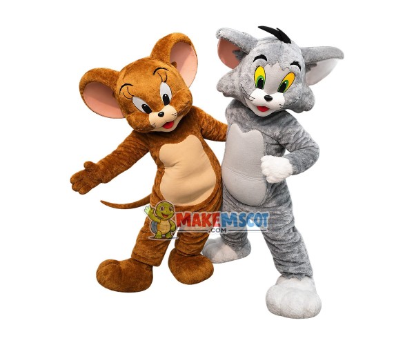 Superb Tom Cat & Jerry Mouse Mascot Costume Superb Tom Cat & Jerry Mouse Mascot Costume