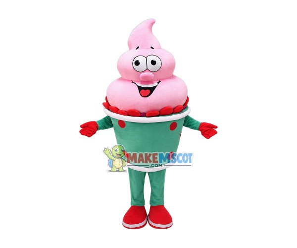 Pink Ice Cream Girl Mascot Costume Pink Ice Cream Girl Mascot Costume