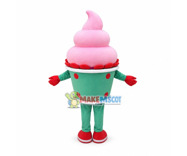 Pink Ice Cream Girl Mascot Costume Pink Ice Cream Girl Mascot Costume